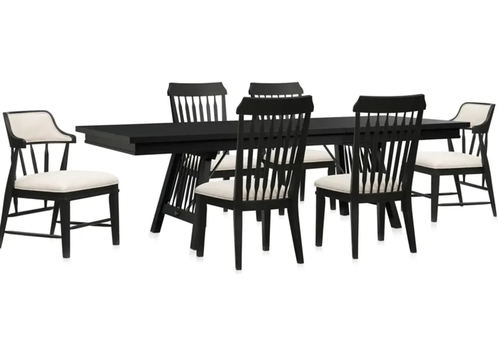 Willow Spring Extendable Dining Table, 2 Host Chairs and 4 Side Chairs - Black