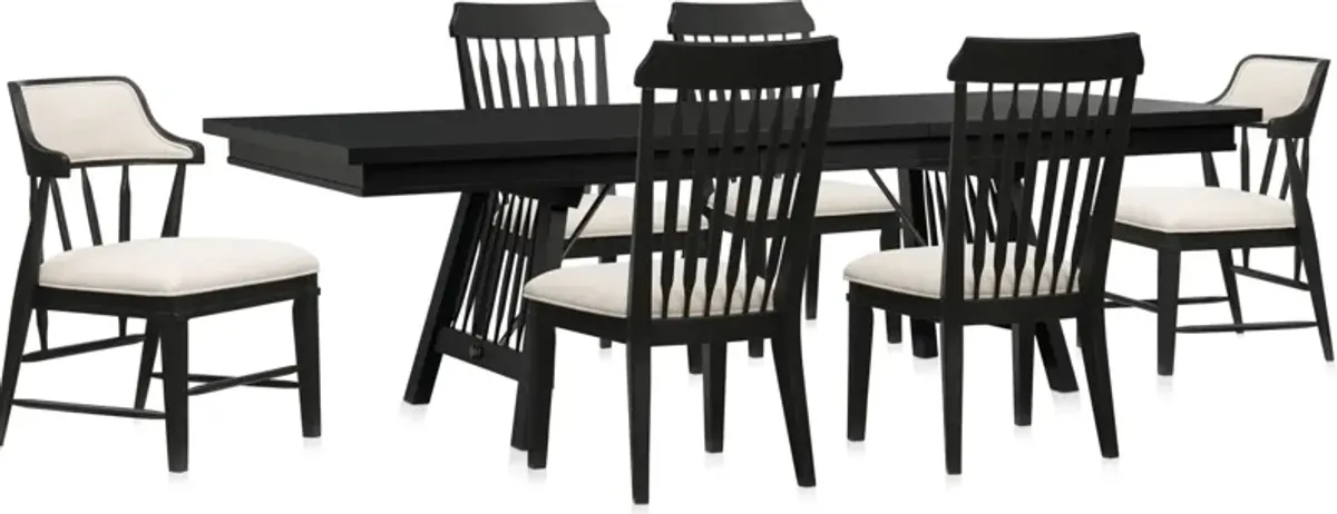 Willow Spring Extendable Dining Table, 2 Host Chairs and 4 Side Chairs - Black