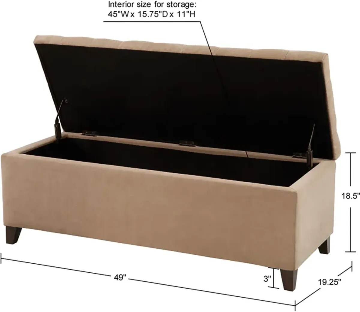 Wilmer Storage Bench - Sand