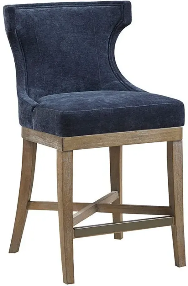 Zander Swivel Counter-Height Stool - Blue