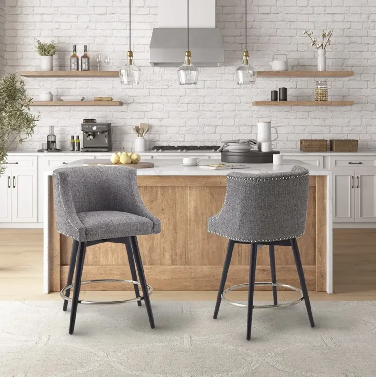 Alma Swivel Counter-Height Stool - Gray