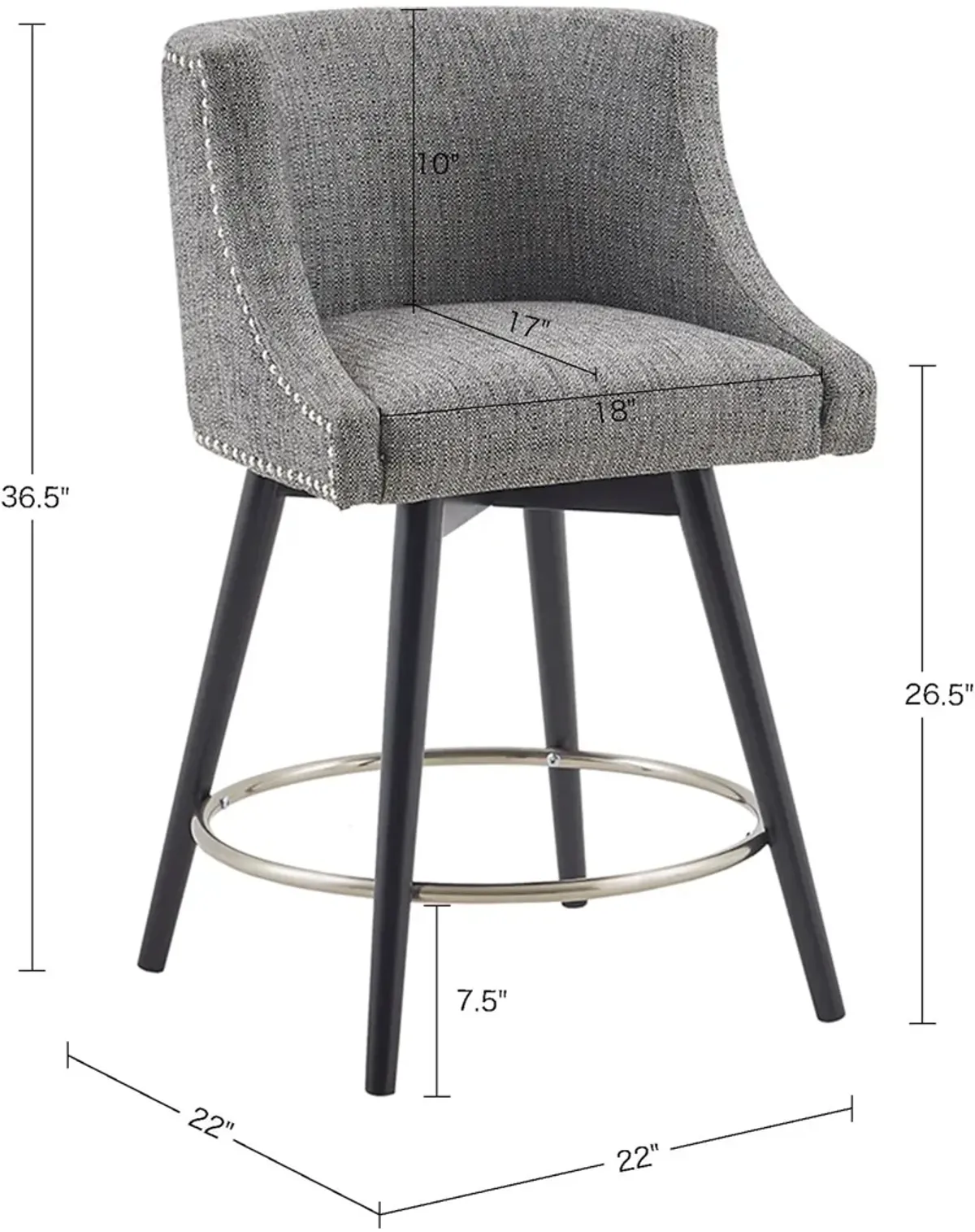 Alma Swivel Counter-Height Stool - Gray