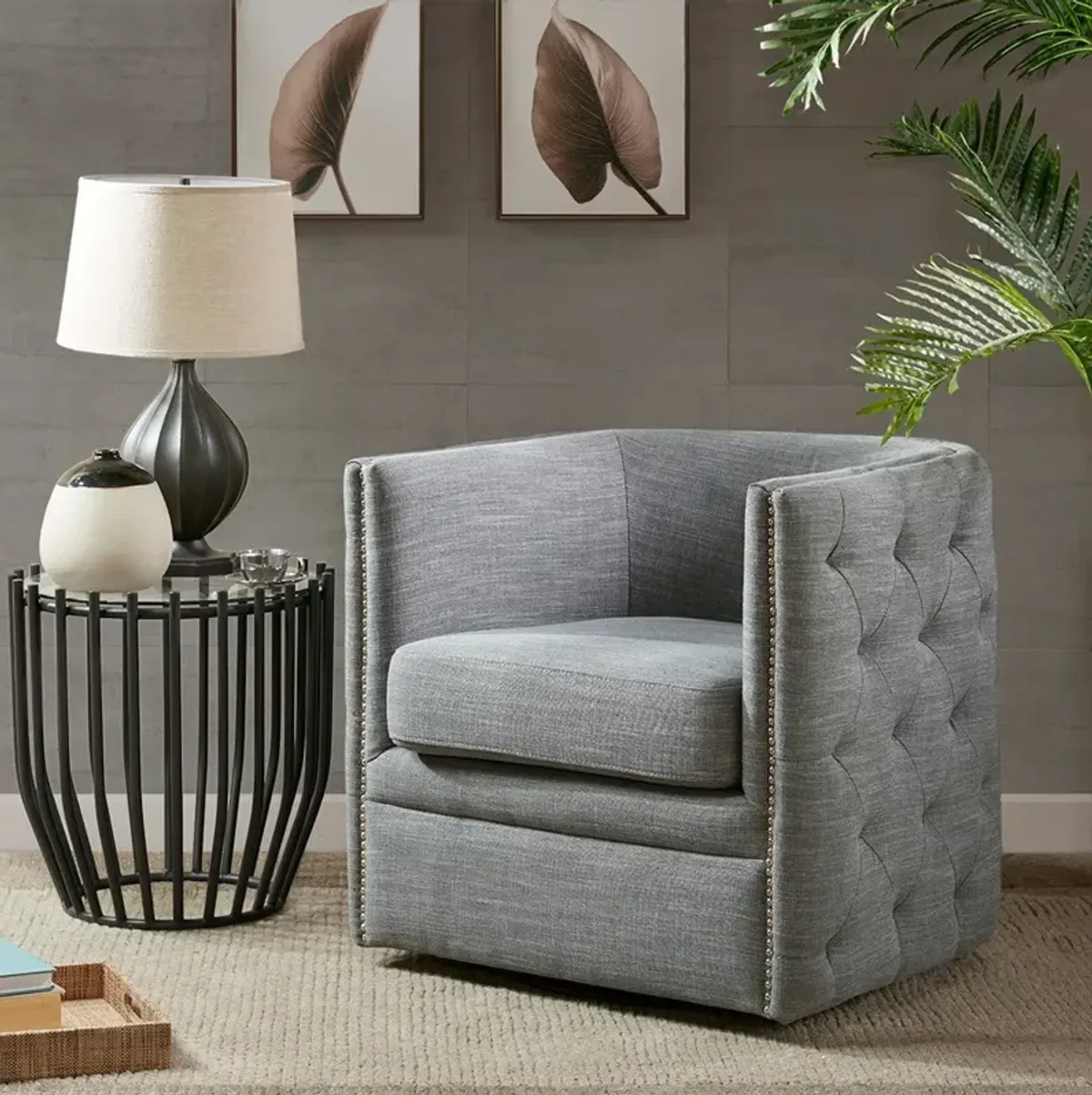 Becca Swivel Chair - Gray