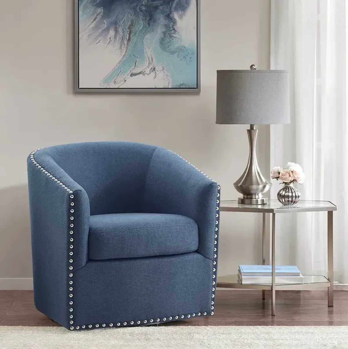 Meredith Swivel Chair - Blue