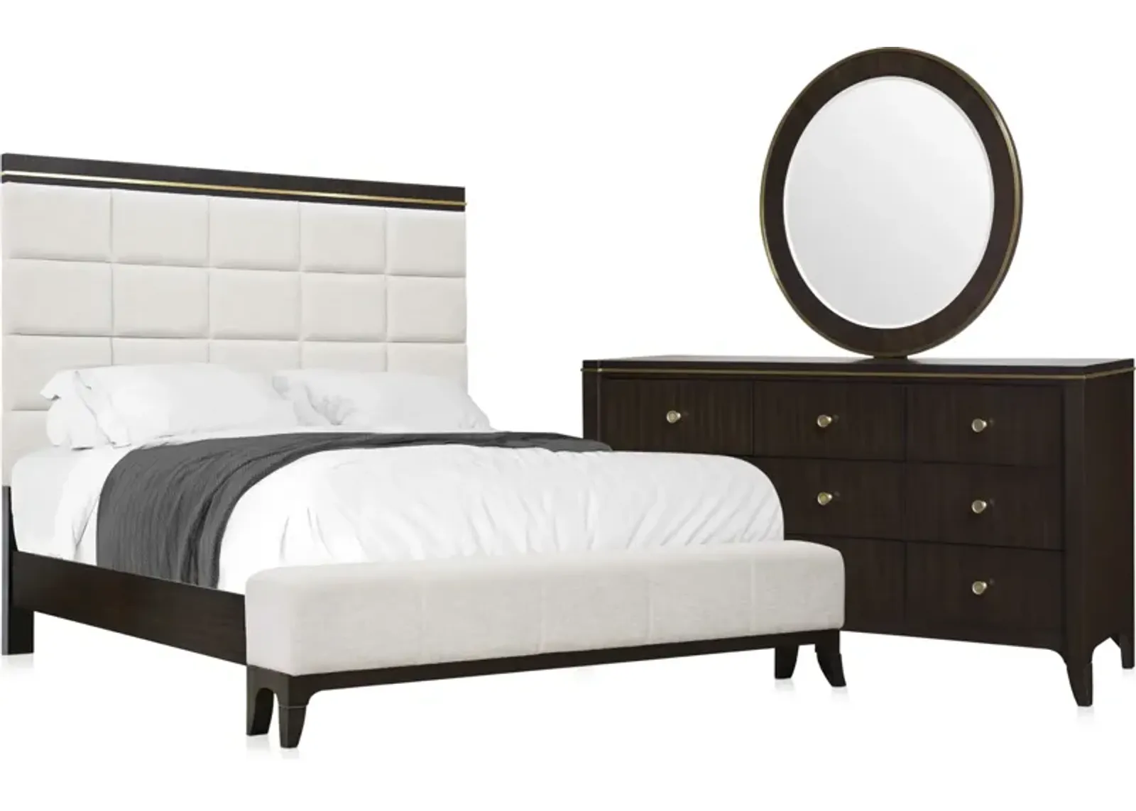 Manhattan 5-Piece Queen Bedroom Set with Bed, Dresser and Mirror