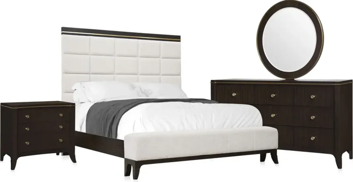 Manhattan 6-Piece Queen Bedroom Set with Bed, Dresser, Mirror and Nightstand with USB Charging