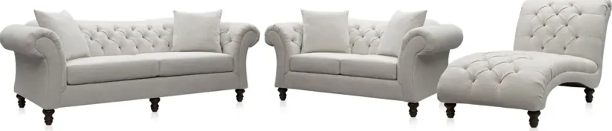 Leah Sofa, Loveseat and Chaise Set - Sand