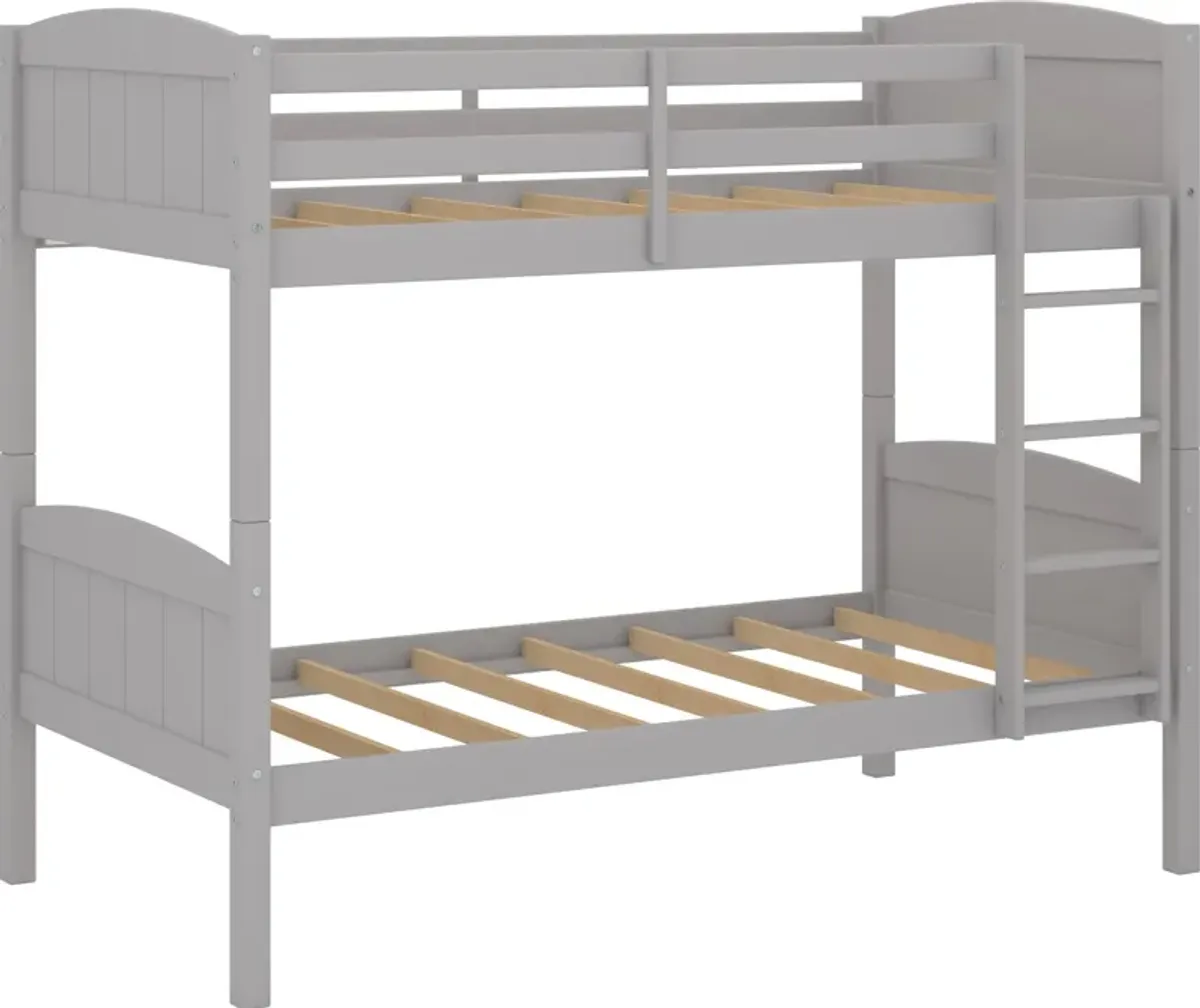 Bassel Twin Over Twin Bunk Bed - Gray