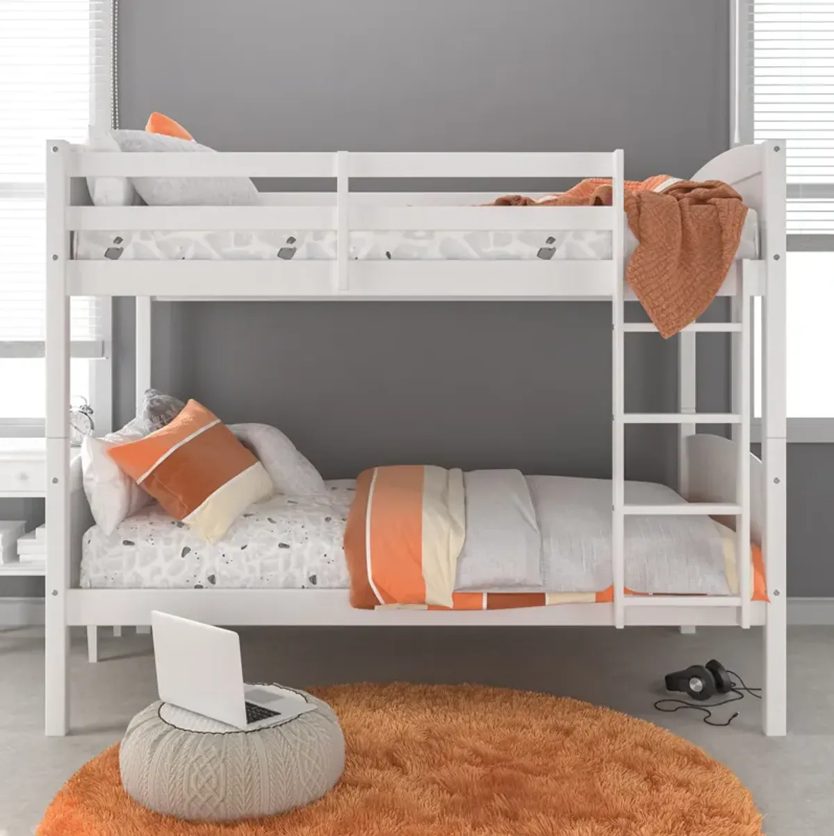 Bassel Twin Over Twin Bunk Bed - White