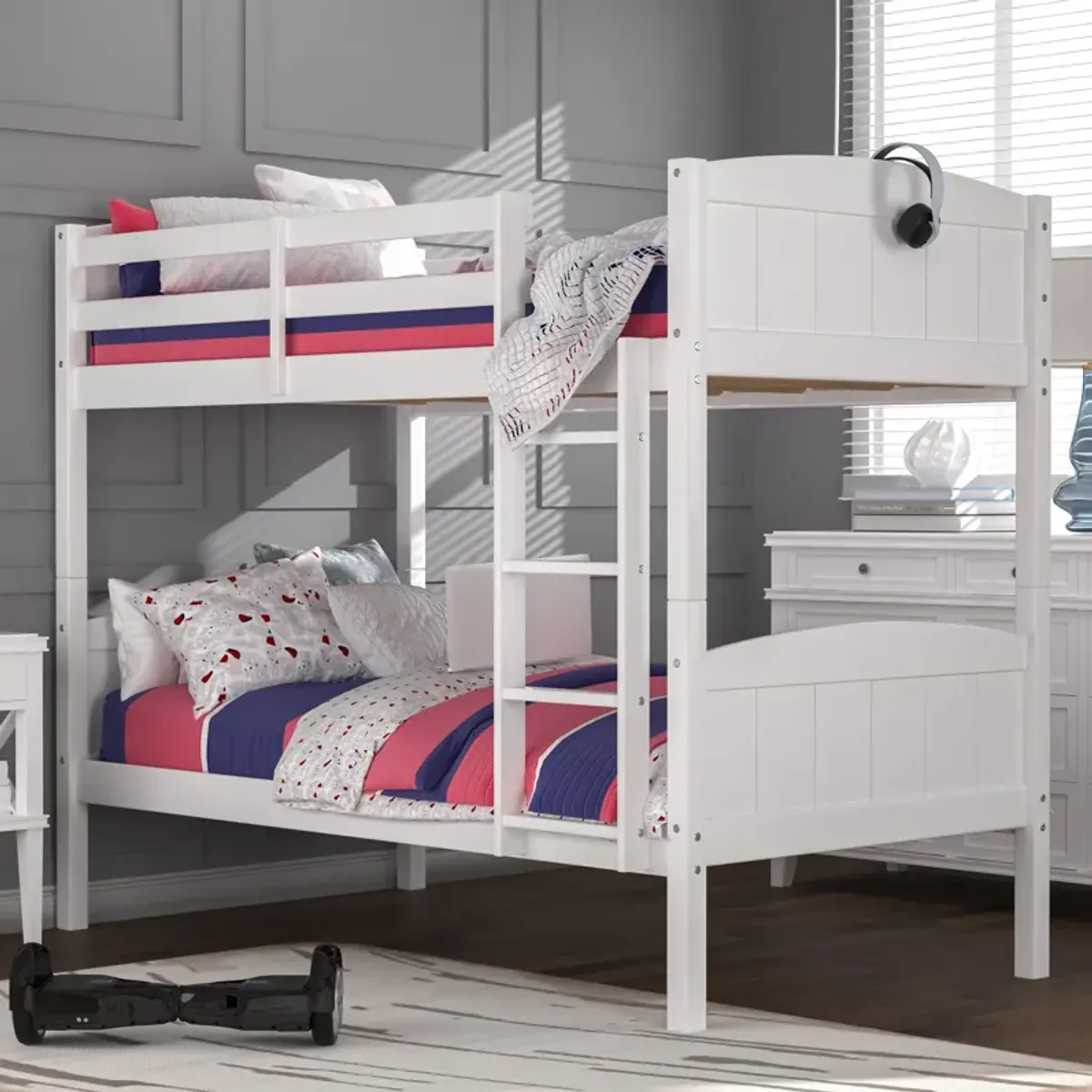 Bassel Twin Over Twin Bunk Bed - White