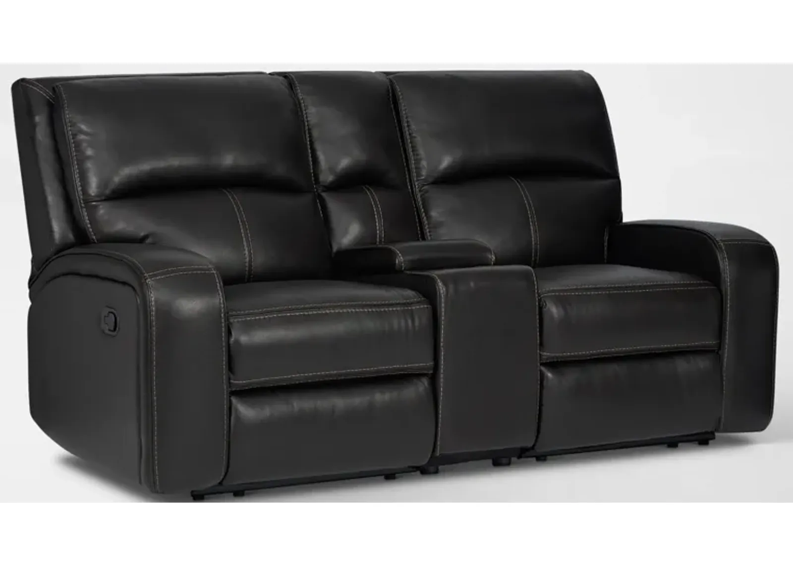 Burke Manual Reclining Leather Loveseat with Console