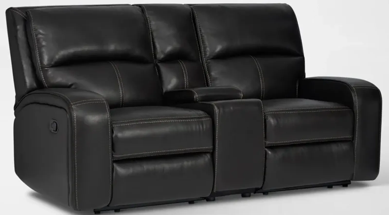 Burke Manual Reclining Leather Loveseat with Console