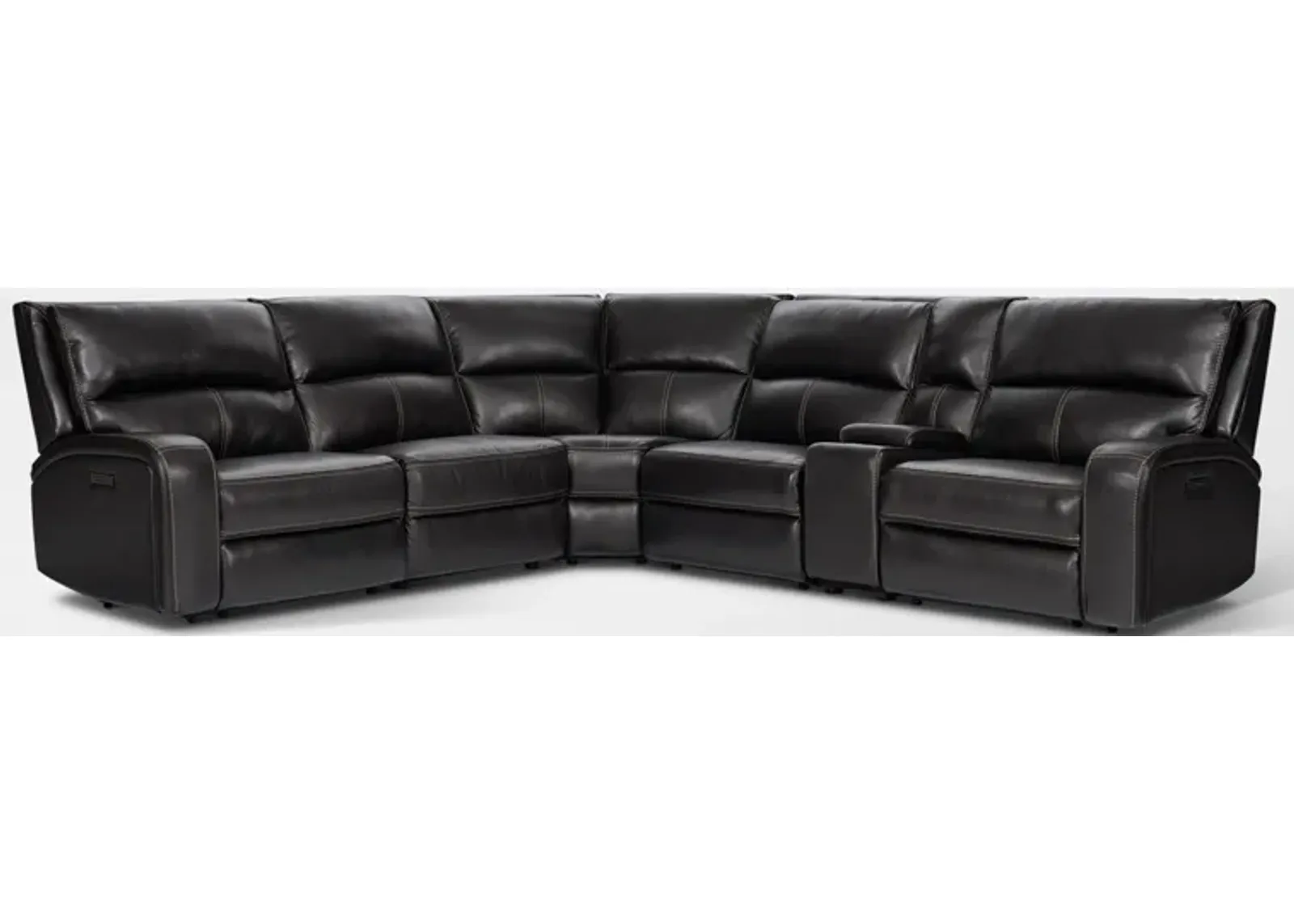 Burke 6-Piece Dual-Power Reclining Leather Sectional with Console