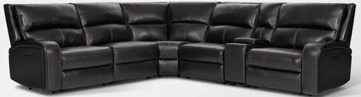 Burke 6-Piece Dual-Power Reclining Leather Sectional with Console