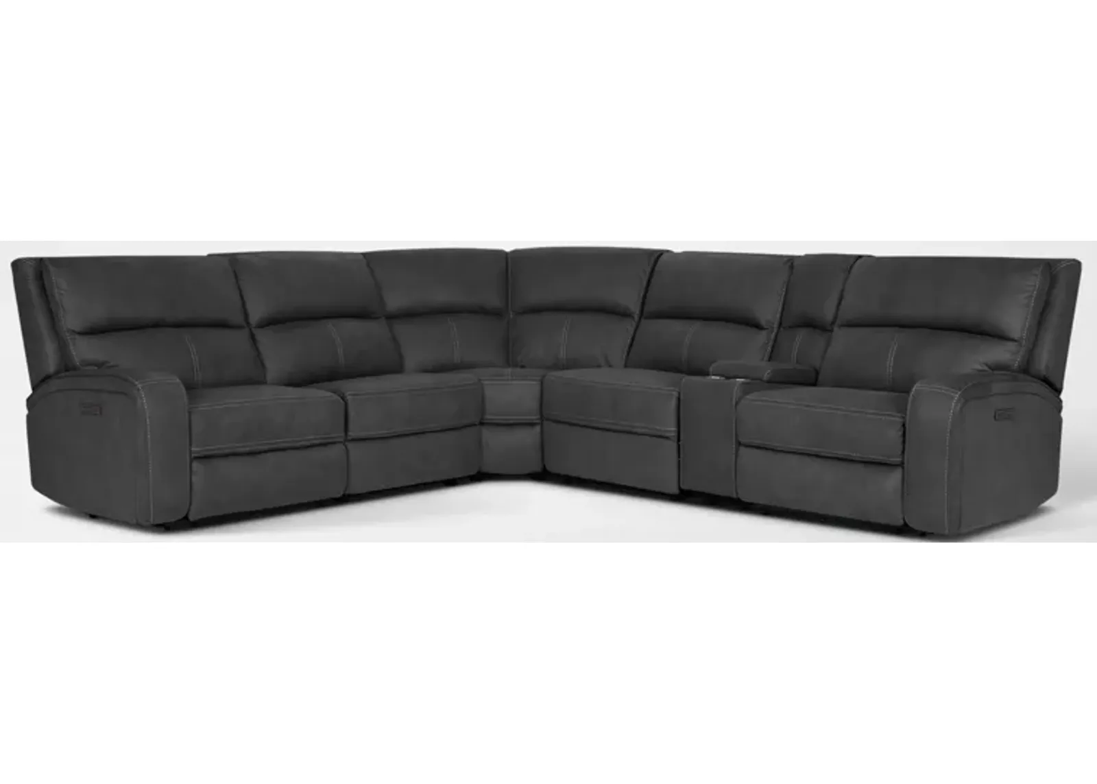 Burke 6-Piece Dual-Power Reclining Sectional with Console - Charcoal