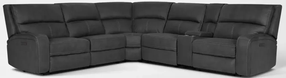 Burke 6-Piece Dual-Power Reclining Sectional with Console - Charcoal