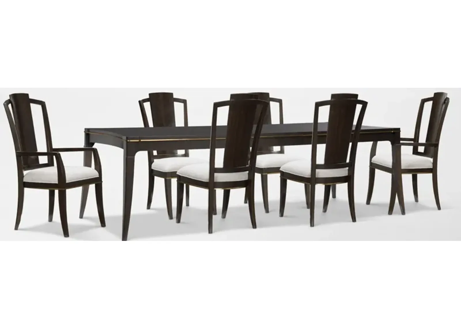 Manhattan Rectangular Dining Table with 4 Splat-Back Side Chairs and 2 Splat-Back Armchairs