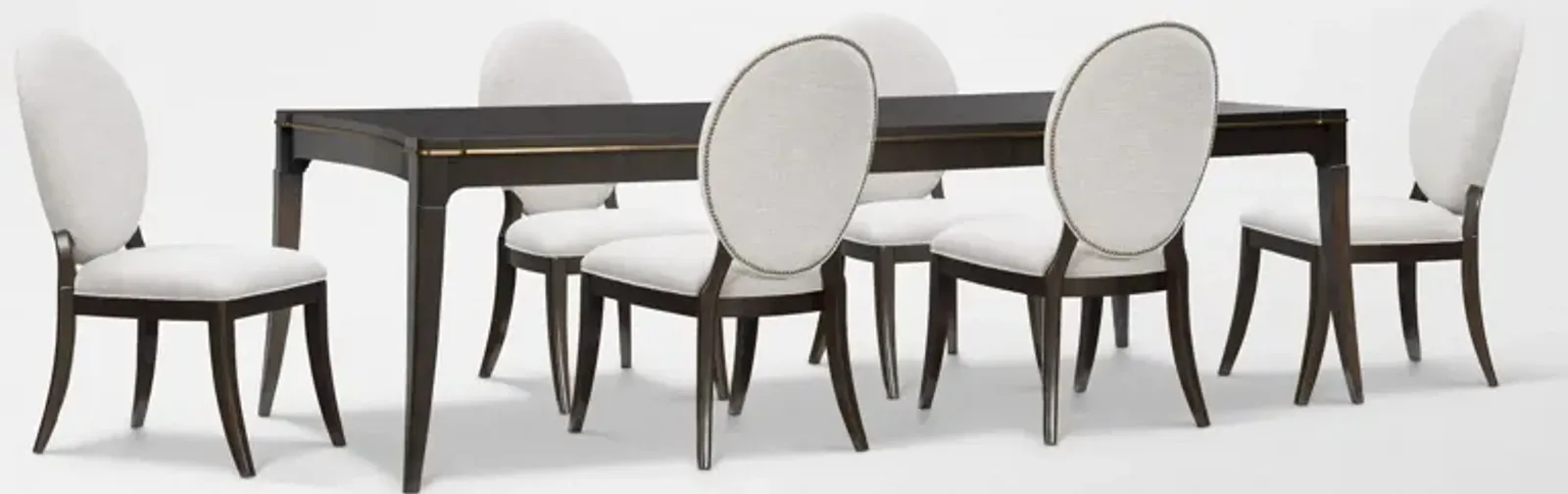 Manhattan Rectangular Dining Table with 6 Oval-Back Side Chairs