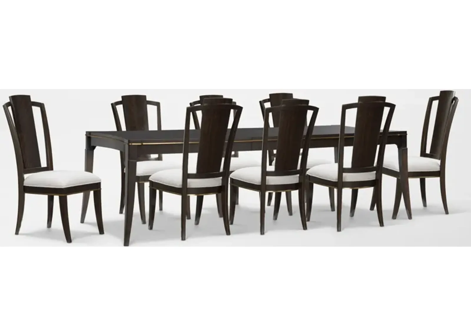 Manhattan Rectangular Dining Table with 8 Splat-Back Side Chairs