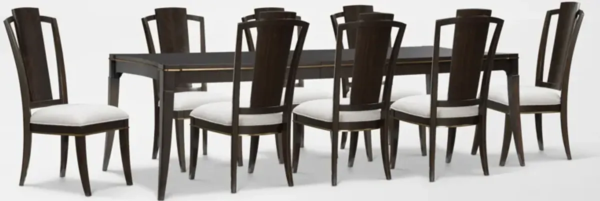 Manhattan Rectangular Dining Table with 8 Splat-Back Side Chairs