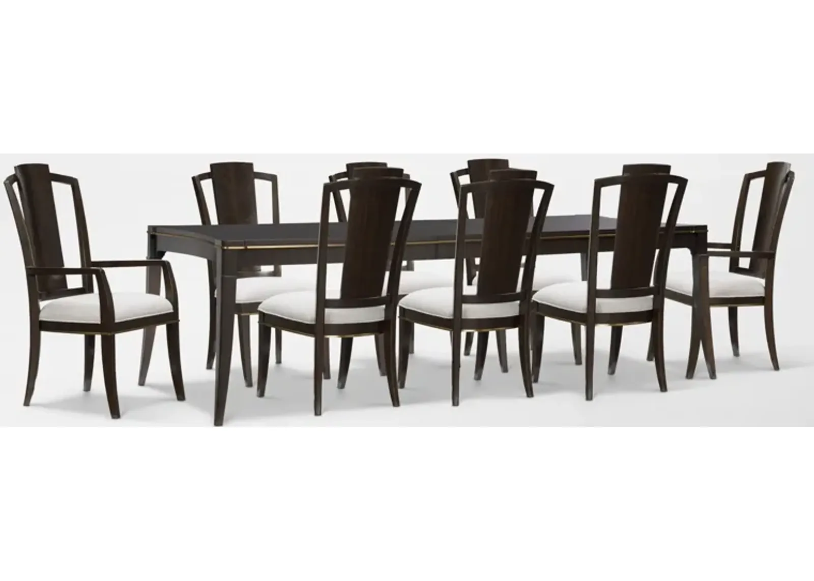 Manhattan Rectangular Dining Table with 6 Splat-Back Side Chairs and 2 Splat-Back Armchairs