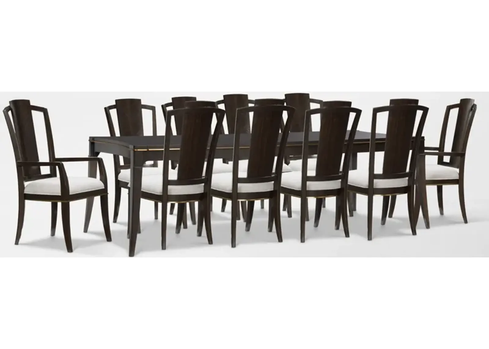 Manhattan Rectangular Dining Table with 8 Splat-Back Side Chairs and 2 Splat-Back Armchairs