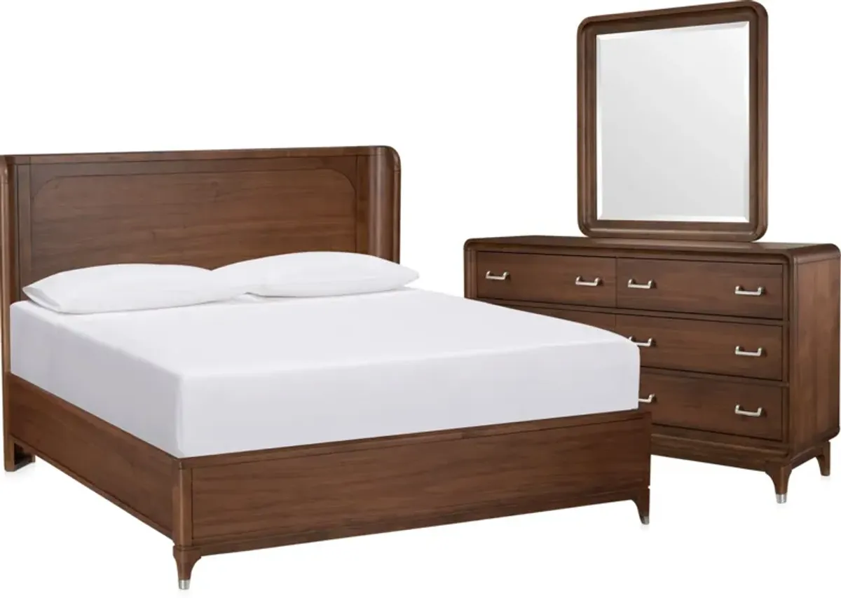 Chicago 5-Piece Queen Panel Bedroom Set with Dresser and Mirror