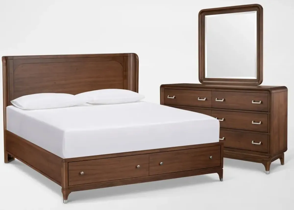 Chicago 5-Piece King Storage Bedroom Set with Dresser and Mirror
