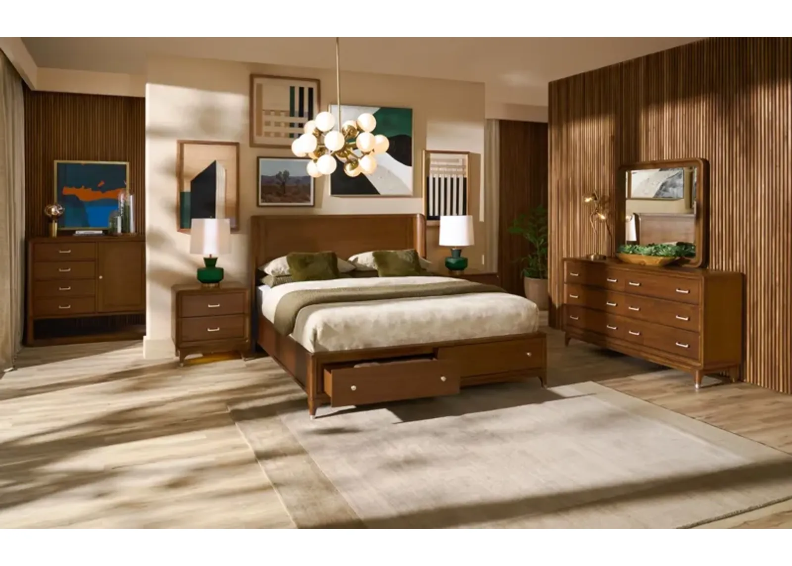 Chicago 6-Piece Queen Storage Bedroom Set with Dresser, Mirror and Charging Nightstand