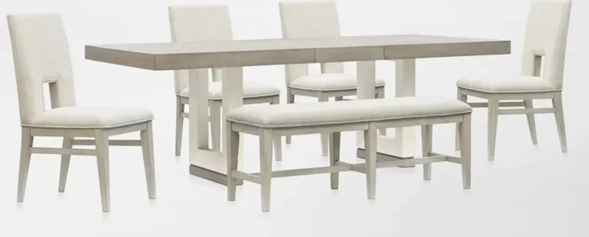 Coronado Extendable Dining Table, 4 Side Chairs, and Bench