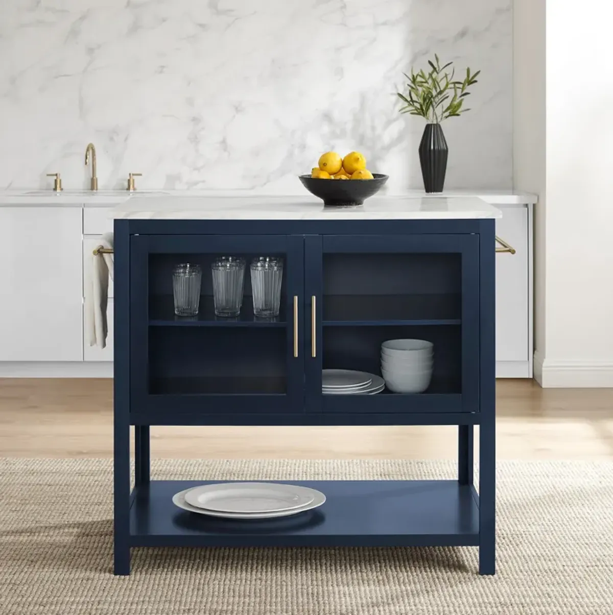 Aura Kitchen Island - Navy/White