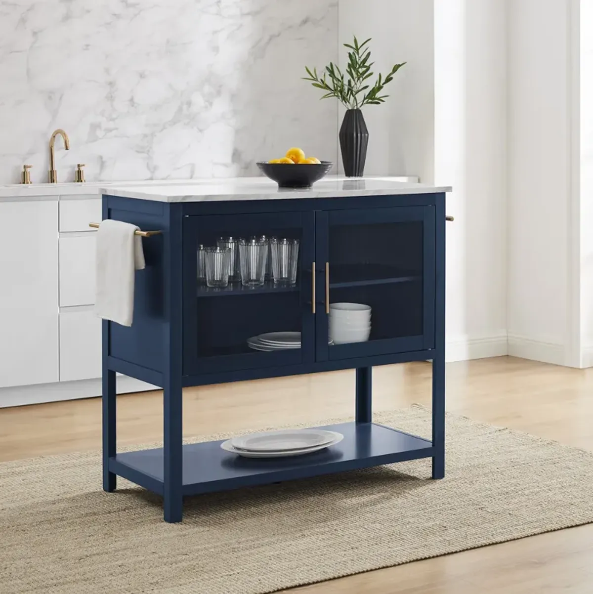 Aura Kitchen Island - Navy/White