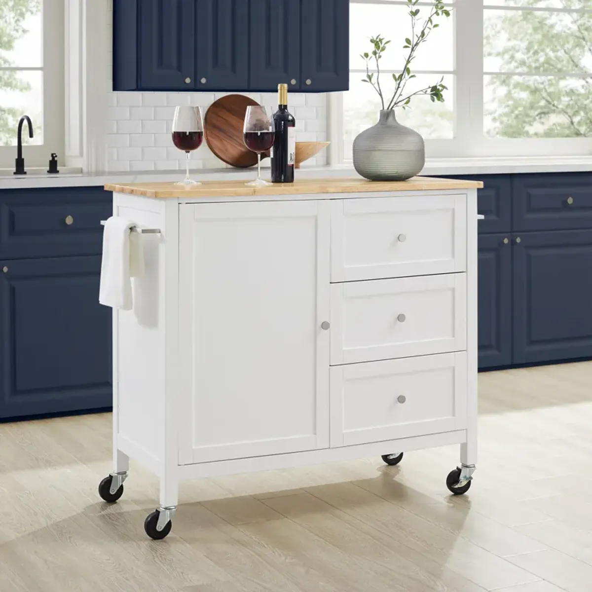 Elio Kitchen Island - White/Natural