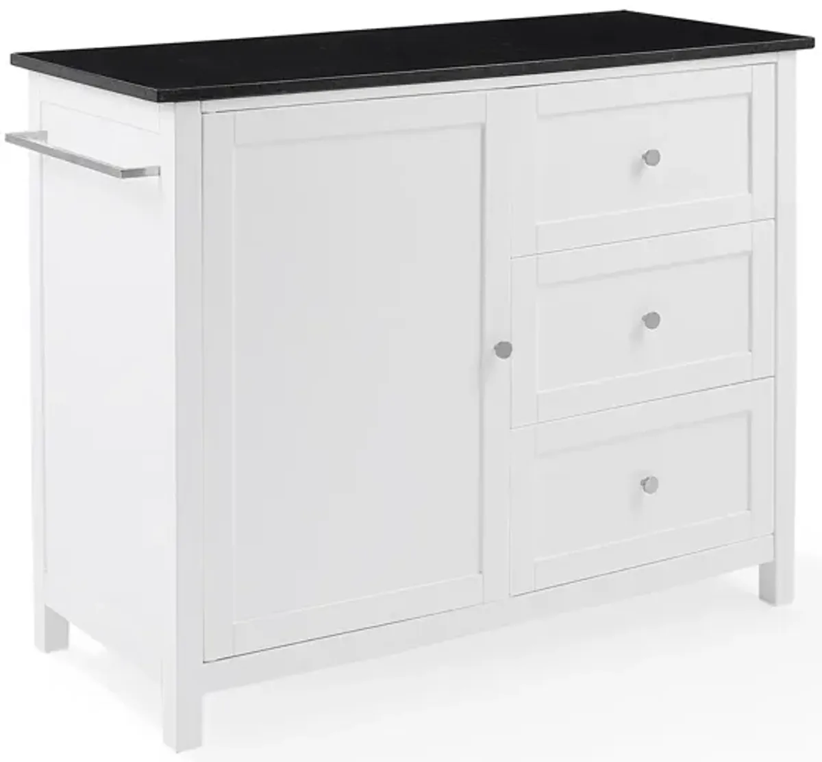 Elio Kitchen Island - White/Black Granite