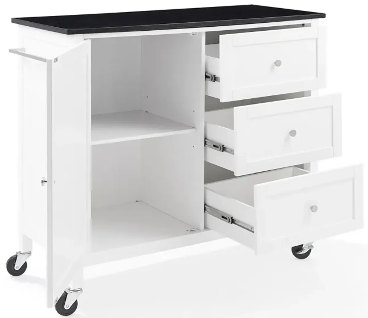 Elio Kitchen Island - White/Black Granite