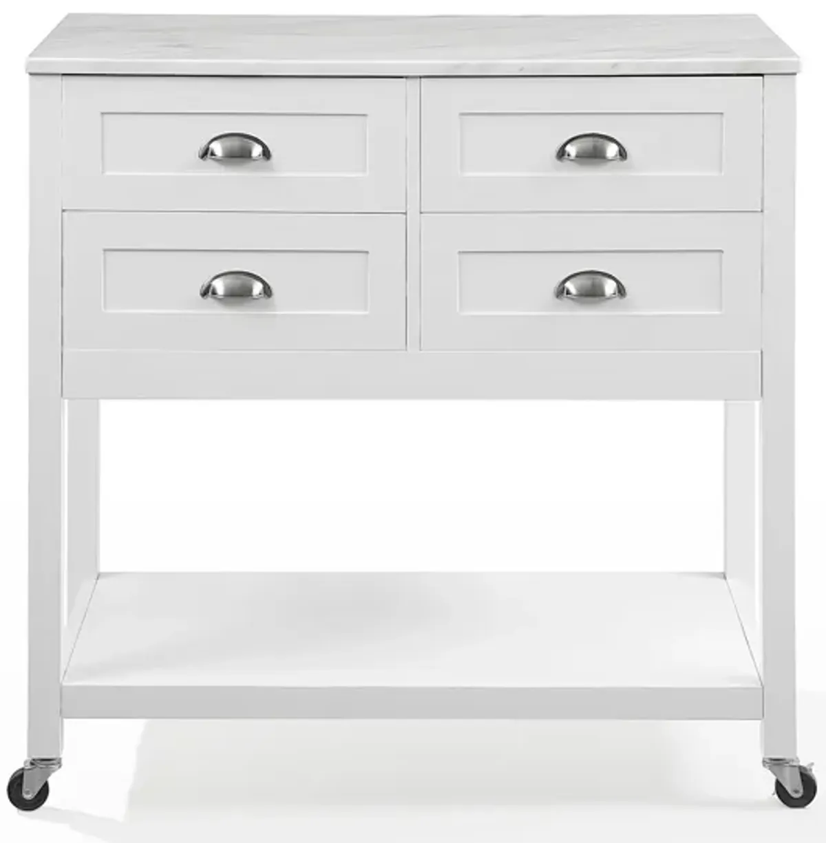 Dacre Kitchen Island - White/White