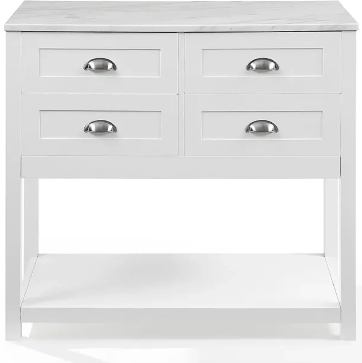 Dacre Kitchen Island - White/White