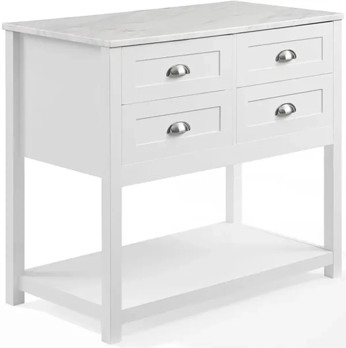 Dacre Kitchen Island - White/White