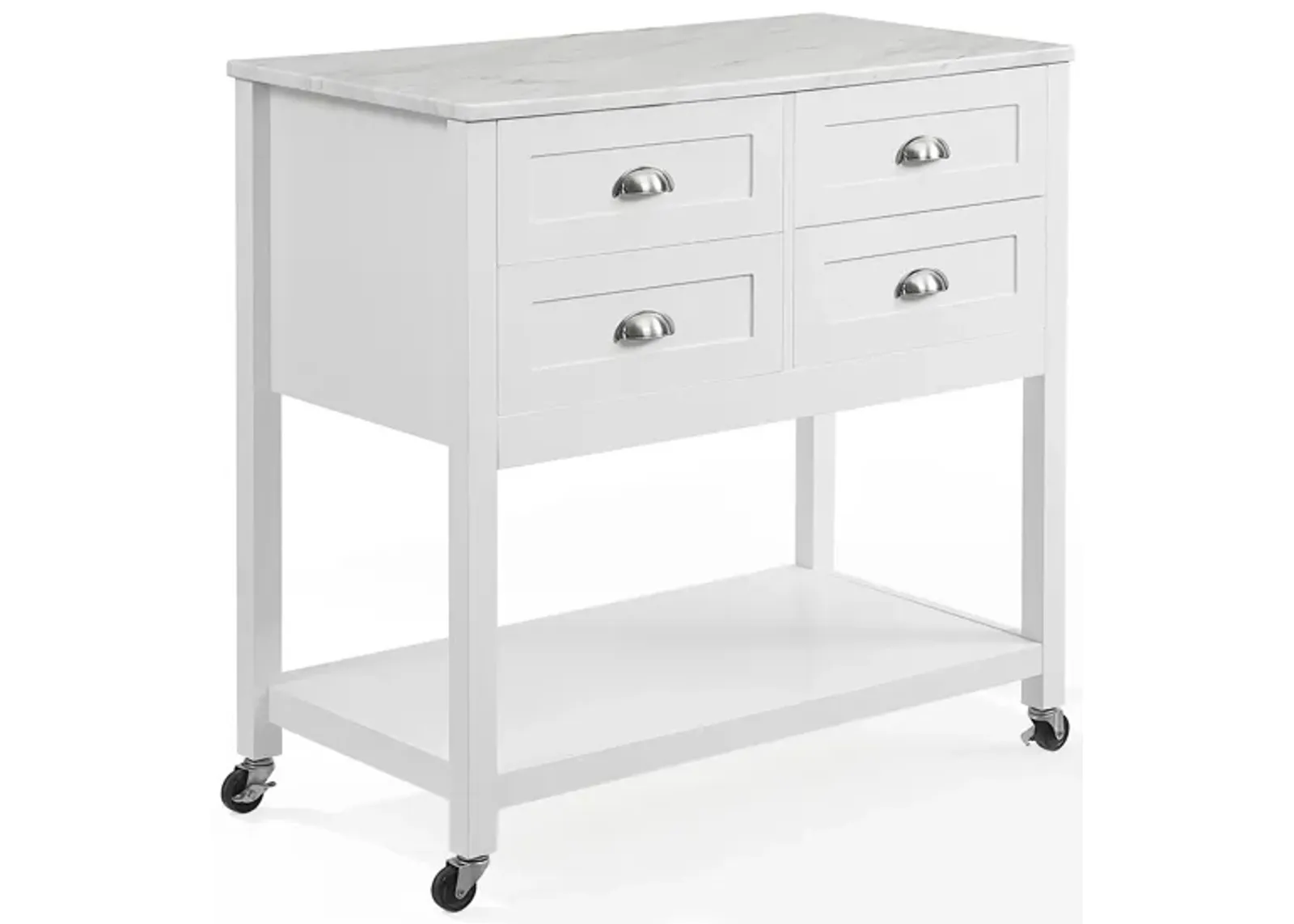 Dacre Kitchen Island - White/White