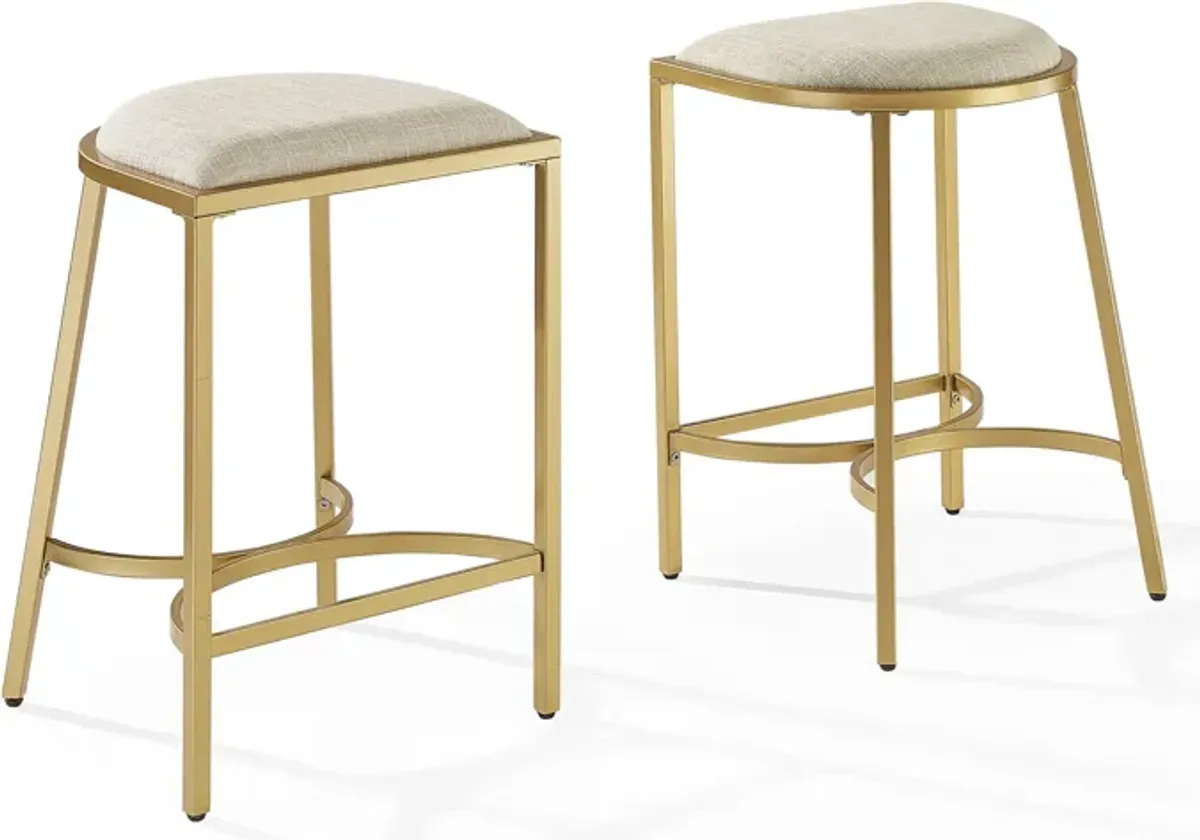 Huck Set of 2 Counter-Height Stools - Oatmeal/Gold