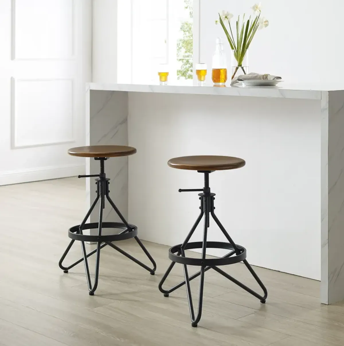 Suki Set of 2 Adjustable Height Swivel Stools