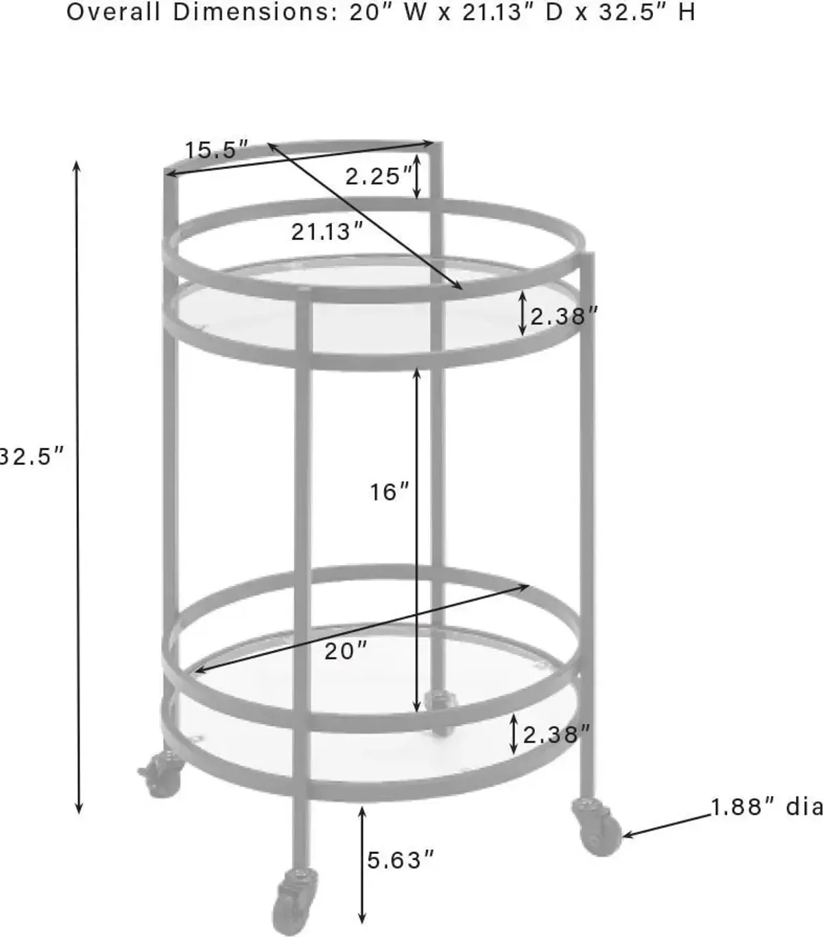 Sovereign Round Bar Cart - Gold