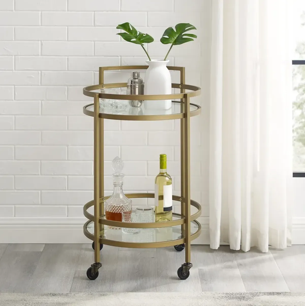 Sovereign Round Bar Cart - Gold