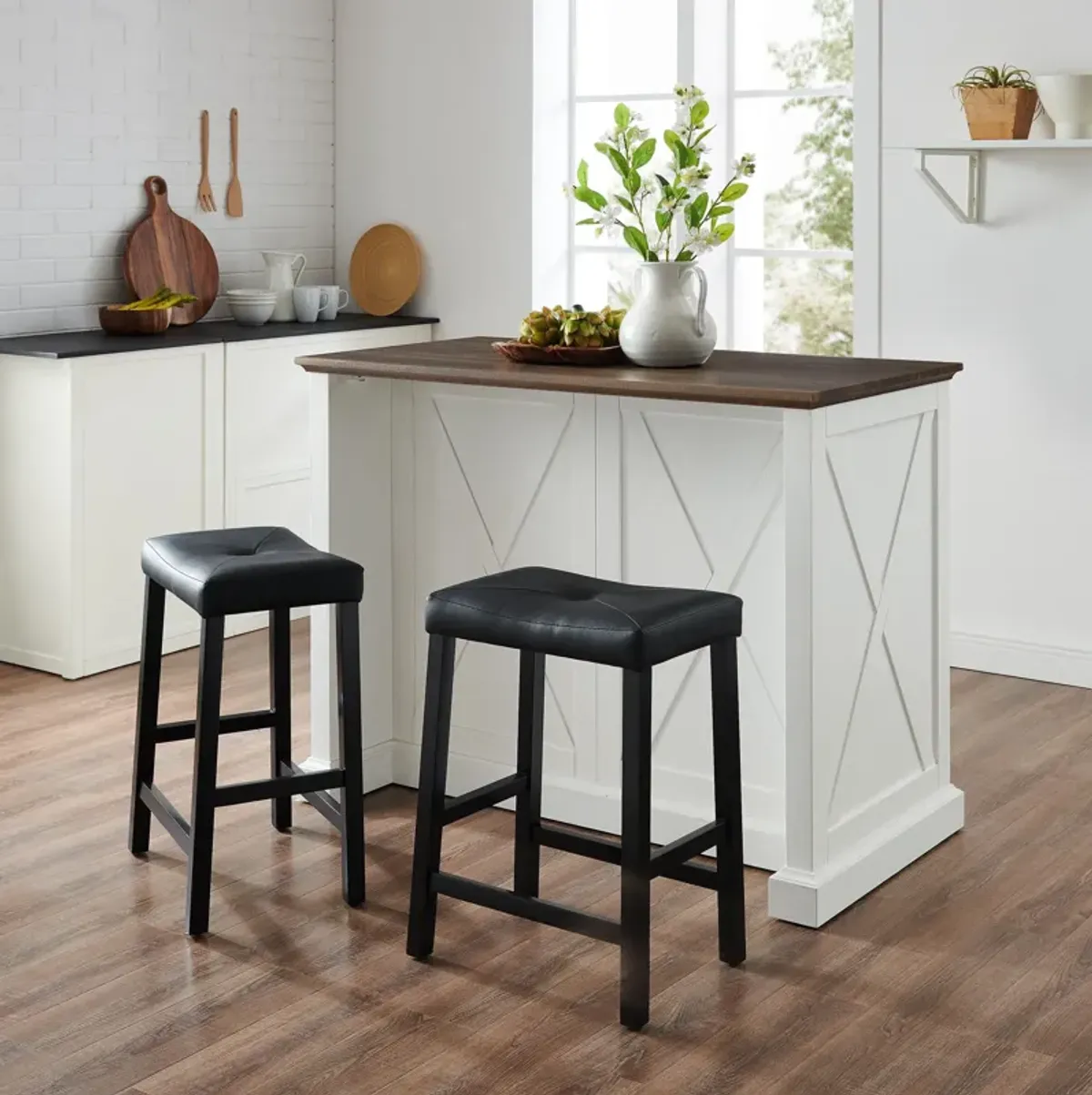 Jansen Kitchen Island and Truman Stools