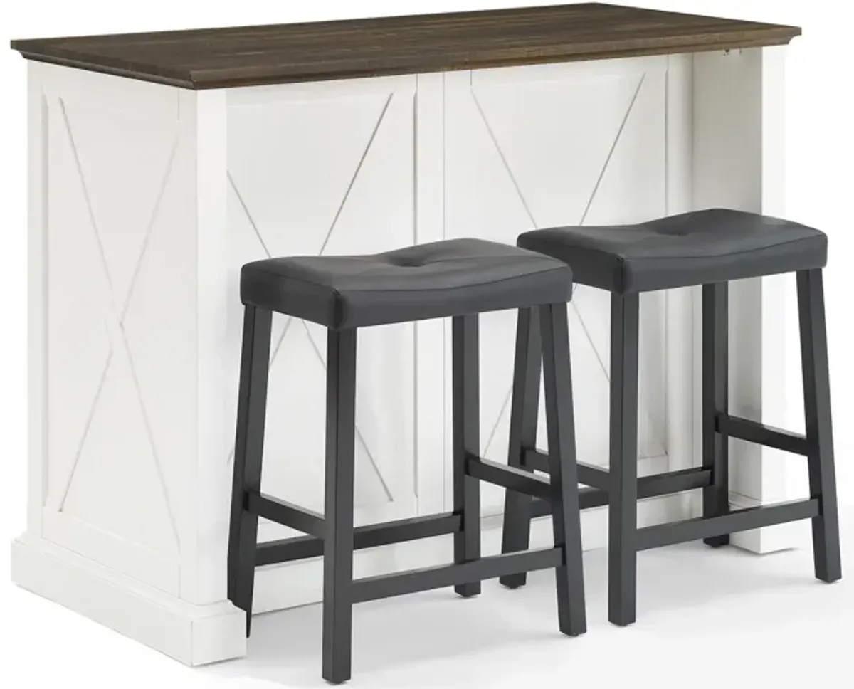 Jansen Kitchen Island and Truman Stools