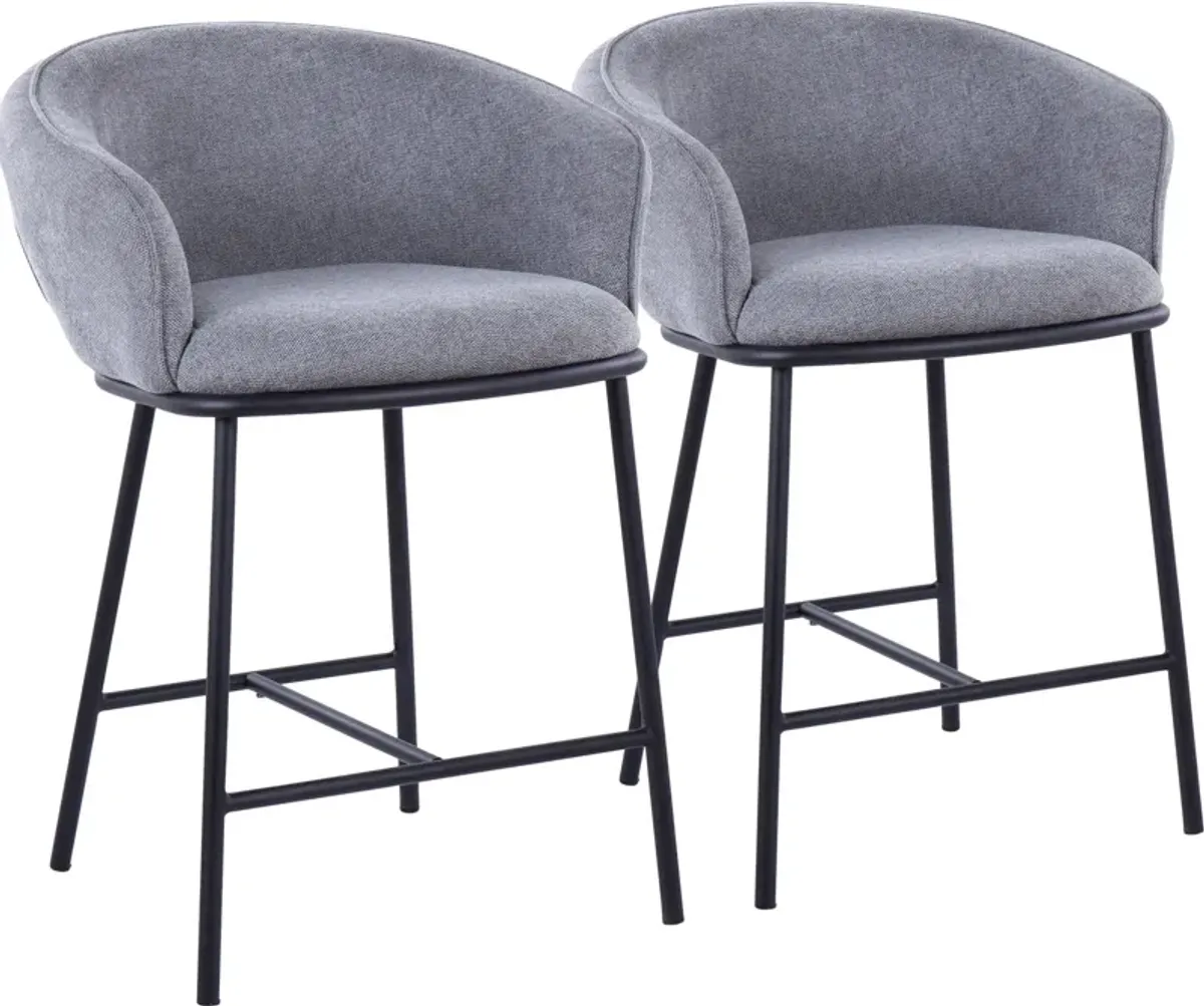 Tansy Set of 2 Counter-Height Stools - Gray