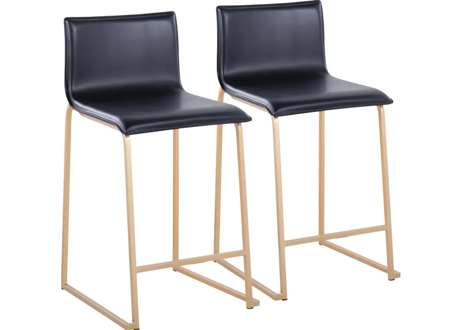 Doric Set of 2 Counter-Height Stools with Back - Gold/Black