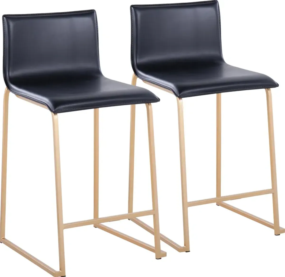 Doric Set of 2 Counter-Height Stools with Back - Gold/Black