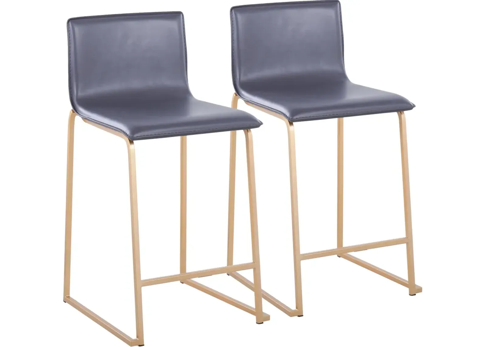 Doric Set of 2 Counter-Height Stools with Back - Gold/Gray