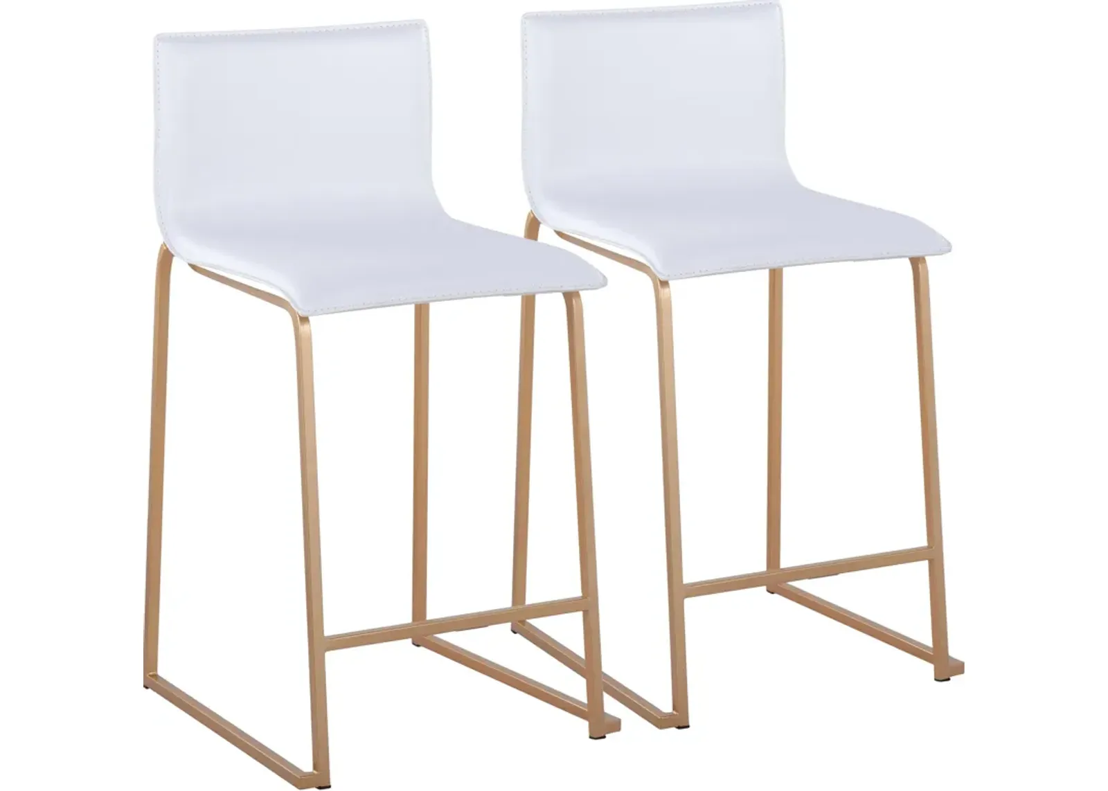 Doric Set of 2 Counter-Height Stools with Back - Gold/White